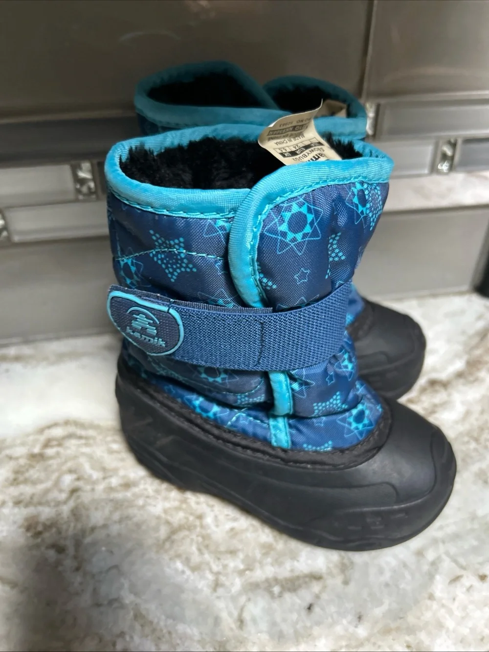 Kamik Snowbug  Blue Winter Fur Lined Snow Boots Toddler Unisex Sz 7 Waterproof.
